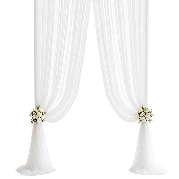 2 Pcs White Sheer Organza Wedding Arch Draping Fabric, 29.5" x 19.7 ft Polyester Drapes for Ceremony Backdrops, Elegant Ethereal Decor, Lightweight Easy Hang