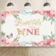 thumbnail image 1 of 7x5ft Happy Birthday Backdrop The Little Butterfly Is Turning One Theme Pink Beautiful Bloomy Flowers Princess Girls 1st Birthday, 1 of 3