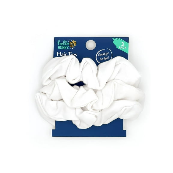 Hello Hobby Adult, Ponytail Holder, Solid White Color, 3 Pack, Arts and Crafts, Fashion Hair Tie