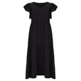 thumbnail image 3 of Abcnature Womens Maxi Dress Savings Clearance Deals, Women V-Neck Solid Ruffles Sleeve Long Dress, Plus Size Summer Casual Long Dresses, Wedding Guest Dresses Beach Party Dress Black L, 3 of 4