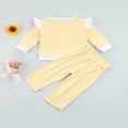 thumbnail image 4 of Infant Toddler Baby Girls Clothes Ruffles Long Sleeve Pullover Solid Sweatshirt Tops Pants 2PCS Sets Beige 6-12 Months, 4 of 8