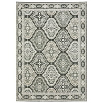 Oriental Weavers Ellington Area Rug - ELL04 - 5'3" x 7'6" - in Ivory/ Blue - Vintage Inspired, Stain Resistant, Family and Pet Friendly , Bedroom, Office Rug