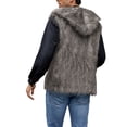 thumbnail image 3 of Men's Luxury Faux Fur Hooded Vest Winter Warm Open Front Sleeveless Cardigan Fuzzy Outerwear Jacket Dark Gray Size XL, 3 of 4