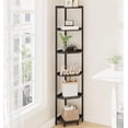 thumbnail image 5 of Corner Shelf Stand, Corner Bookshelf, Storage Standing Shelf Unit with Metal Frame, Plant Stand, Corner Bookcase for Living Room, Home Office, Bedroom, 6-Tier Black, 5 of 16