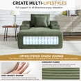thumbnail image 5 of 46" Chaise Lounge sofa,Indoor Corduroy Sleeper Sofa for Living Room,Deep Seat Lounge and Two Soft Pillows Convertible Boneless Sofa Bed, Green, 5 of 11