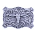 thumbnail image 2 of Hebilla de cinturón jinwen 3D cabeza de toro grabado plata, 2 of 7