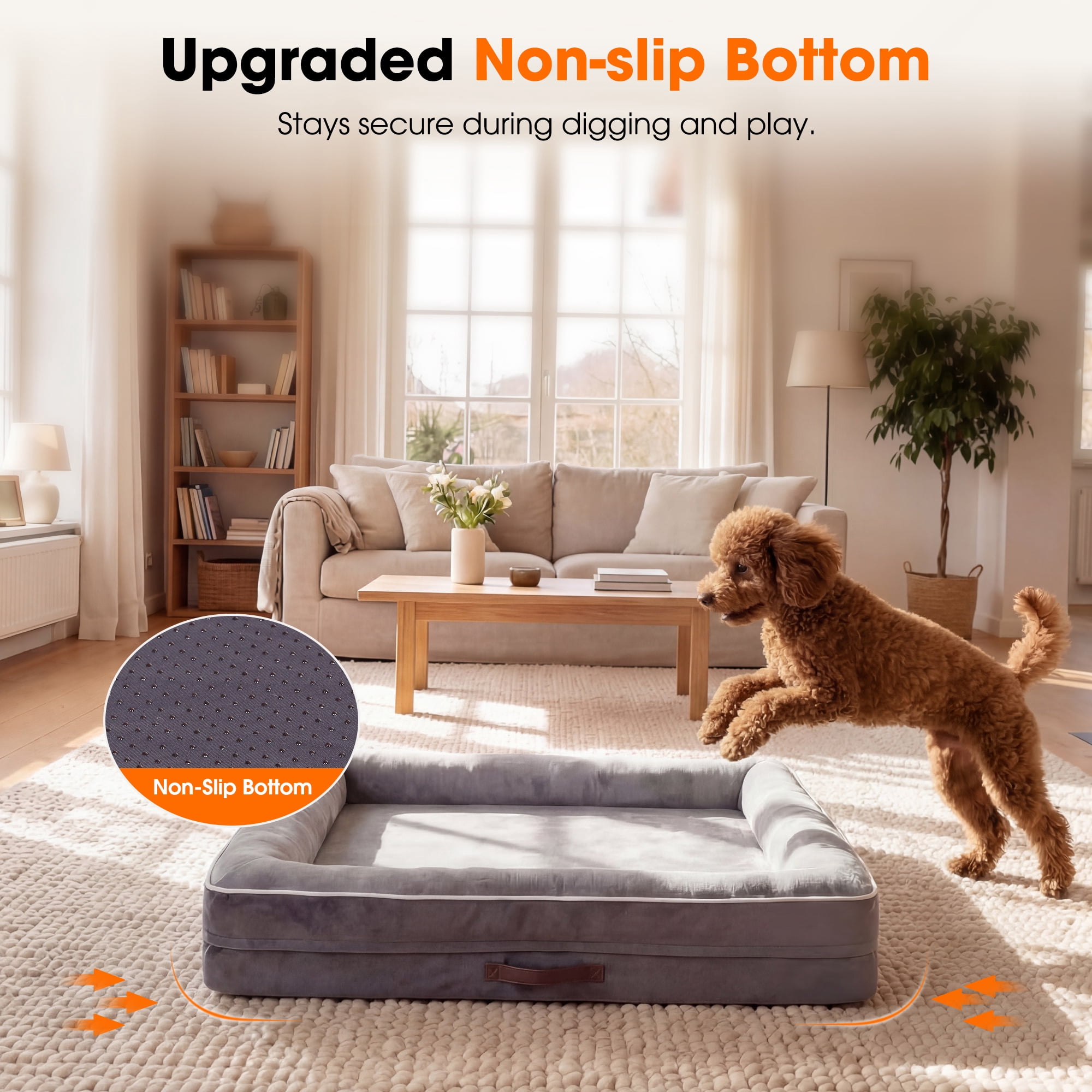 Small Pet Bed Orthopedic for Cat Dog Four-Sided Bolster Cushion with Waterproof Removable Washable Cover Pet Sofa Gray