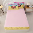 thumbnail image 4 of Castle Fairy Sport Baseball Zipper Twin Comforter Sets with Fitted Sheet and 2 Pillowcases, Ice Cream Sundae Pattern Zipper Bedding Set, Pink Yellow Blue,4-Piece,Pink Reversible, 4 of 6