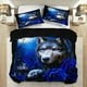 thumbnail image 3 of Moda Juego de Funda Nórdica Lobo Estampado Rosa Azul + 2 Fundas de Almohada, 3 of 6