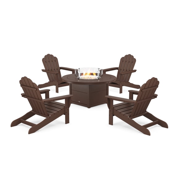 Trex Outdoor Furniture 5-Piece Monterey Bay Oversized Adirondack Conversation Set with Fire Pit Table in Vintage Lantern