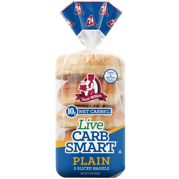 Aunt Millie's Live Carb Smart Plain Bagel, 5 Ct., 15 oz