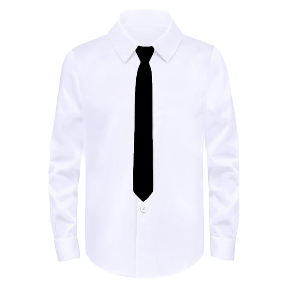 Zhuashum Summer T Shirts For Boys Long Sleeve Dress Shirt For And School Formal Wear Classic Fit Lapel Blouse Fashion Teen Wear White 14-15 Years
