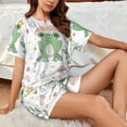 thumbnail image 4 of Xecao Frog and Mushrooms Pattern Women's Short Sleeve Pajama Set Soft Sleepwear Lounge Set with Button Front Top and Drawstring Shorts with Pockets-X-Large, 4 of 6