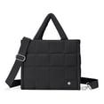 thumbnail image 2 of Puffer Tote Bag for Women, Lightweight Puffy Handbag with Compartments, Quilted Shoulder Bag for Work, Travel, Gym-Jet Black, 2 of 9