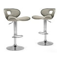 thumbnail image 4 of Set of 2 Adria Ashy Color Light Taupe Faux Leather Chrome Frame Adjustable Height Bar Stool, 4 of 12