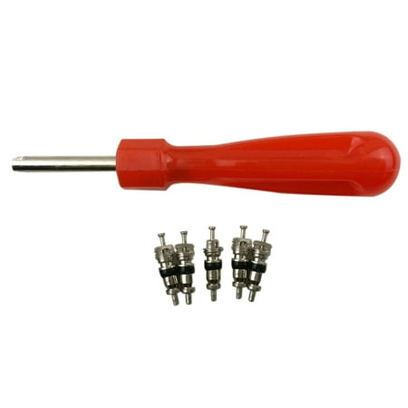 

Jibi Tyre Core Remover Removal Tool Key & 5 Cores for Car Bike Motorbike Car Truck Motorcycle Replacement Tire Tyre Stem Core Part