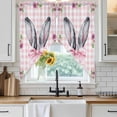 thumbnail image 6 of Spring Easter Swag Valances for Windows 2 Pack, Kitchen Window Curtains 36 Inch Length, Cute Rabbits Ears Bow Daisy Floral Pink Plaid Privacy Swag Curtains for Living Room/Bathroom 36"x36", 6 of 8