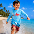 thumbnail image 3 of Big Chill Boys Swim Set - UPF 50+ Long Sleeve Rash Guard and Swim Trunks, 2 Piece Boys Swimsuit Set, 3 of 7