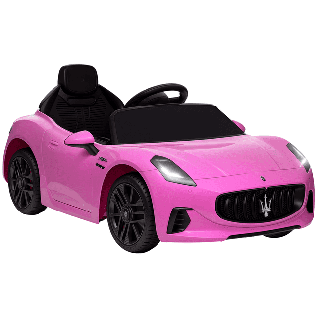Qaba 12V Maserati Gran Turismo Voiture Électrique pour Enfants, Rose