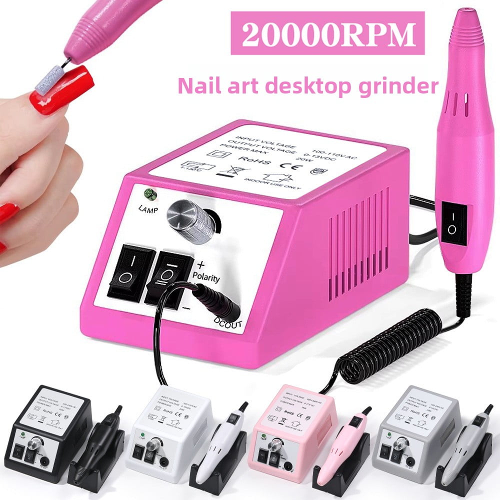 20,000 RPM Professional Electric Nail Drill Set – Nail Art Polisher & Gel-Polish Remover Kit with 6 Bits, Portable Grinder for Home & Salon Manicure/Pedicure