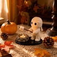 thumbnail image 5 of Halloween Campfire Tealight Holder, Cute Ghost Mummy Scarecrow Statue Tealight Candle Holders, Ghost Campfire Gathering for Halloween Decorations Indoor (Style-B), 5 of 5
