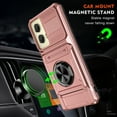 thumbnail image 5 of Designed for Motorola Edge (2024) Card Holder Case with 360°Rotatable Ring Holder Kickstand,2-Layer Heavy Duty Magnetic Car Mount Shockproof Rugged Hybrid Hard PC Soft Rubber Case,Rosegold, 5 of 7