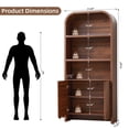 thumbnail image 3 of Weselon 70.86" Tall Arched Bookshelf with Fluted Doors, Modern Wooden Bookcase Cabinet, 5-Tier Walnut Display Shelf for Living Room Home Office, 3 of 12