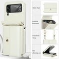 thumbnail image 4 of For Samsung Galaxy Z Flip 4 PU Leather Case, Stylish Crossbody Strap Wristband Card Slots Magnetic Snap RFID Blocking Drop Protective Rugged Case for Samsung Galaxy Z Flip 4, White, 4 of 7