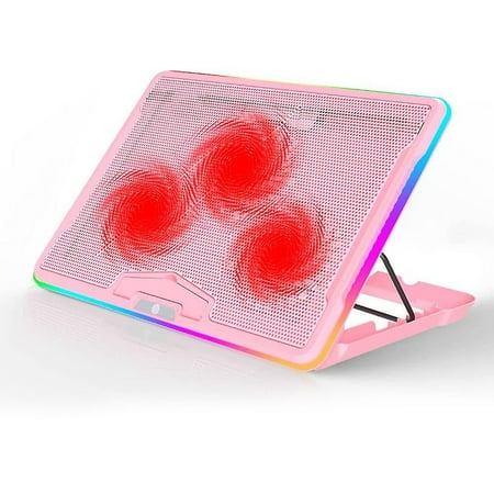 ChillPad Pro, Super Cooling Fans for 12-17 Inch Laptops, Surround RGB lights with 14 Modes, Quiet Fans and Ergonomic comfort Stand, Supports 12" to 17" Laptops - Pink