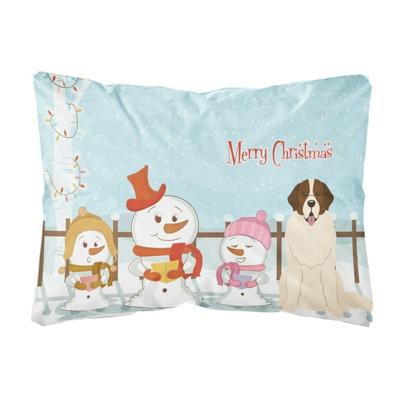 Carolines Treasures BB2358PW1216 Merry Christmas Carolers Moscow Watchdog Canvas Fabric Decorative Pillow, 12H x16W,