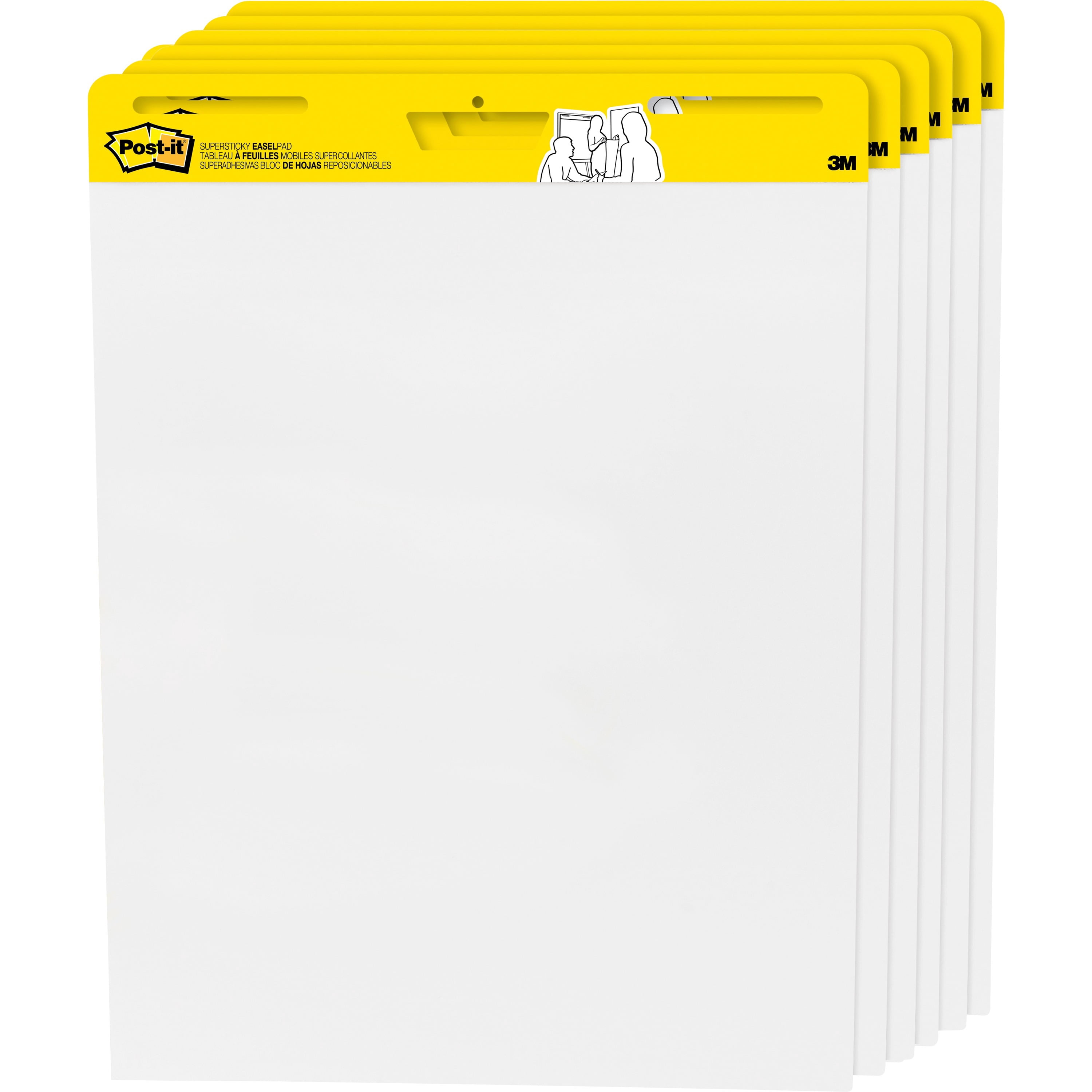 Post-it Self-Stick Easel Pads Value Pack, 25 x 30-Inches, White, 30-Sheets/Pad, 6 Pads/Pack
