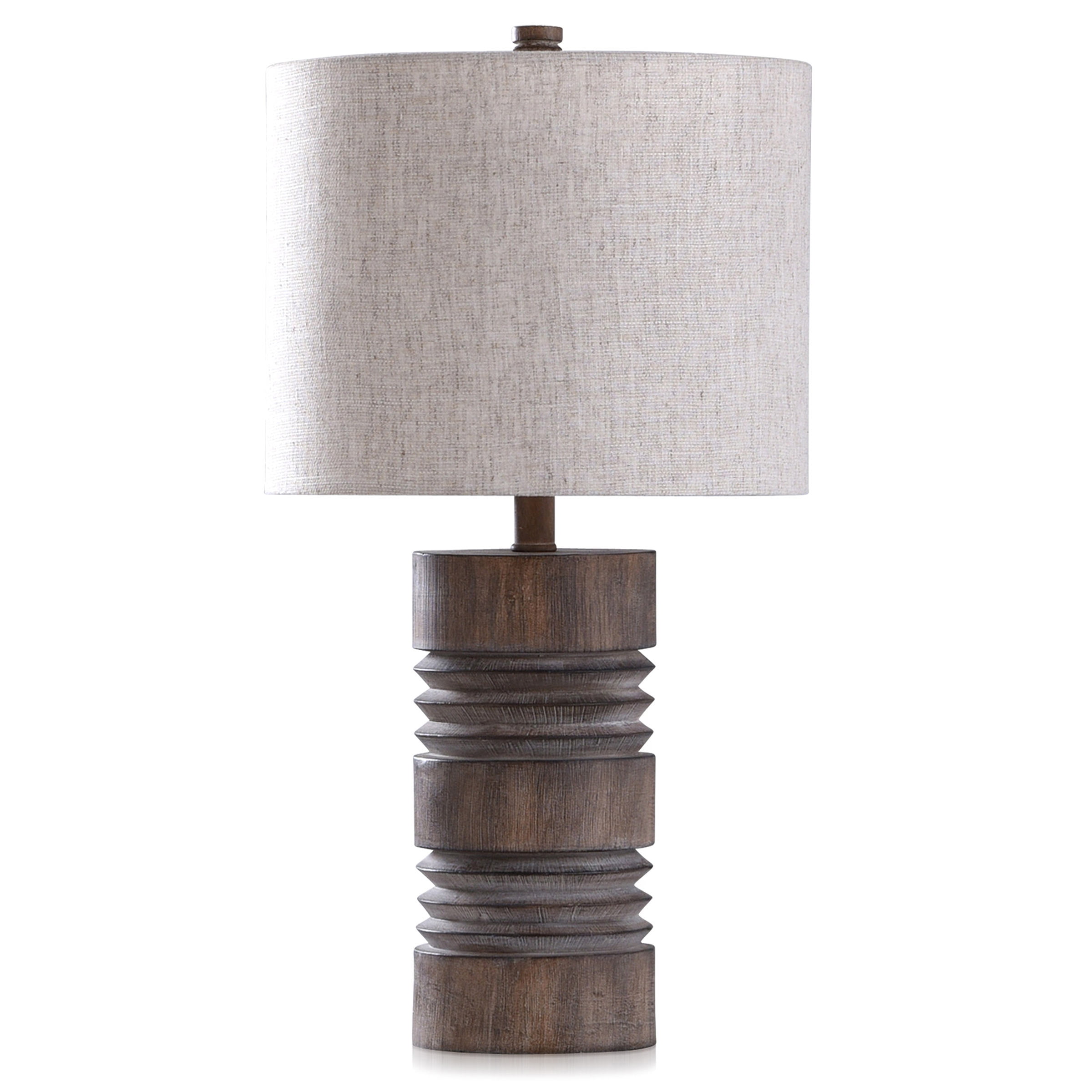 Style Craft Round Moulded Table Lamp with Ribbed Woodlike Finish