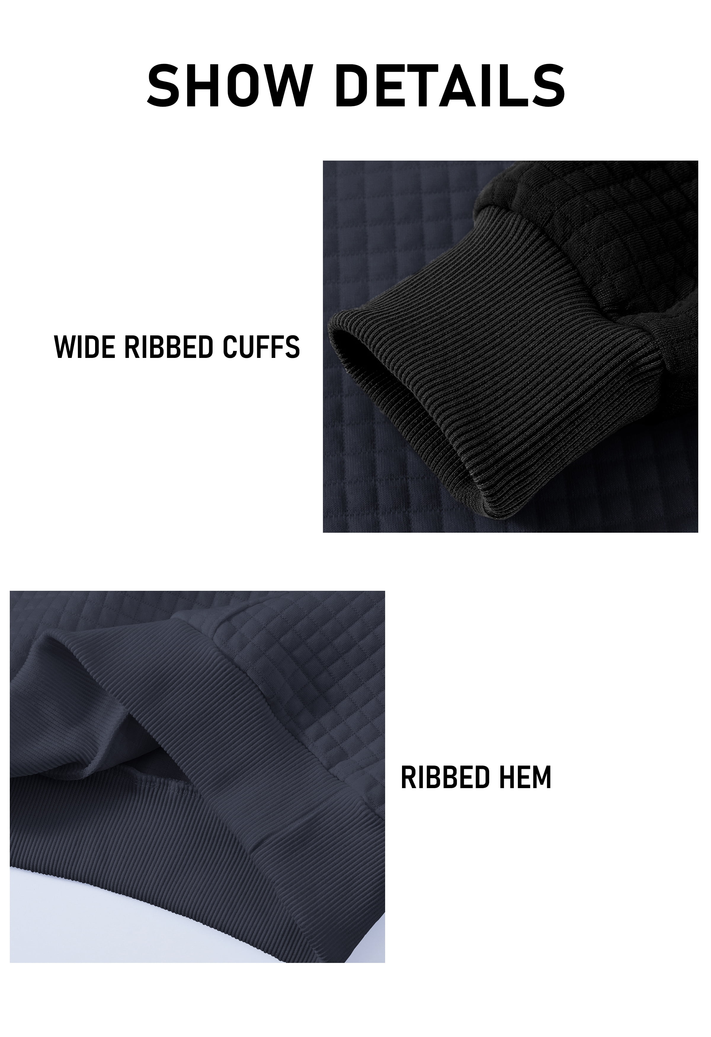 Satankud Men's Pullover Hoodies Plaid Jacquard Color Block Long Sleeve Casual Hooded Sweatshirts with Kanga Pockets Black/Indigo 2XL