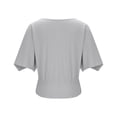 thumbnail image 6 of Craaazy Women's Oversized Solid Color Short Sleeve T-Shirt Loose Fit Elastic Smocked Hem Round Neck Casual Daily Wear Top Gifts, 6 of 6