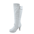 thumbnail image 4 of Women's Ladies Fashion High Heel Zip Round Toe Casual Dress Heel Boots Shoes (White, 6.5), 4 of 5