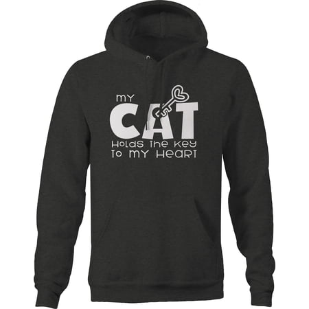 My cat holds the key to my heart pet owner Hoodies for Men Large Dark Gray