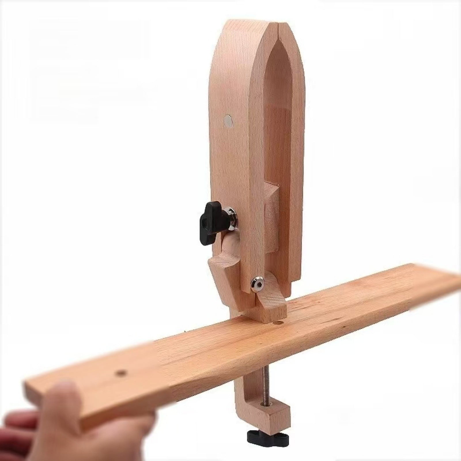 Leather Stitching Pony Clamp Adjustable Foldable Table Mount – Beech Wood Hand Sewing Holder for DIY Leathercraft, Wallets, Belts & Bags – Portable Leather Sewing Tool with Steel Hardware