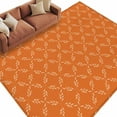 thumbnail image 3 of 8x10 Area Rugs Orange Morocco Non-Skid Rubber Backing Large Rectangle Rugs - Living Room Bedroom Home Office, Geometric Leaf Diamond Lattice Abstract Indoor Floor Mat Carpets Washable Rug, 3 of 9