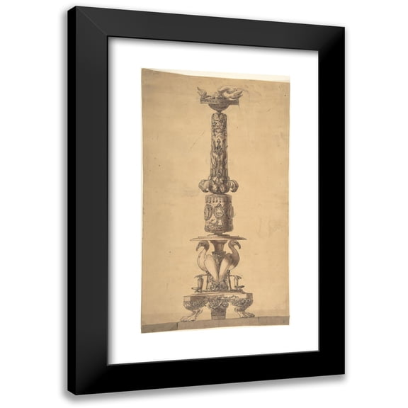 Edgar George Papworth Sr. 10x14 Black Modern Framed Museum Art Print Titled - Design for a Candlestick (ca. 1826-37)