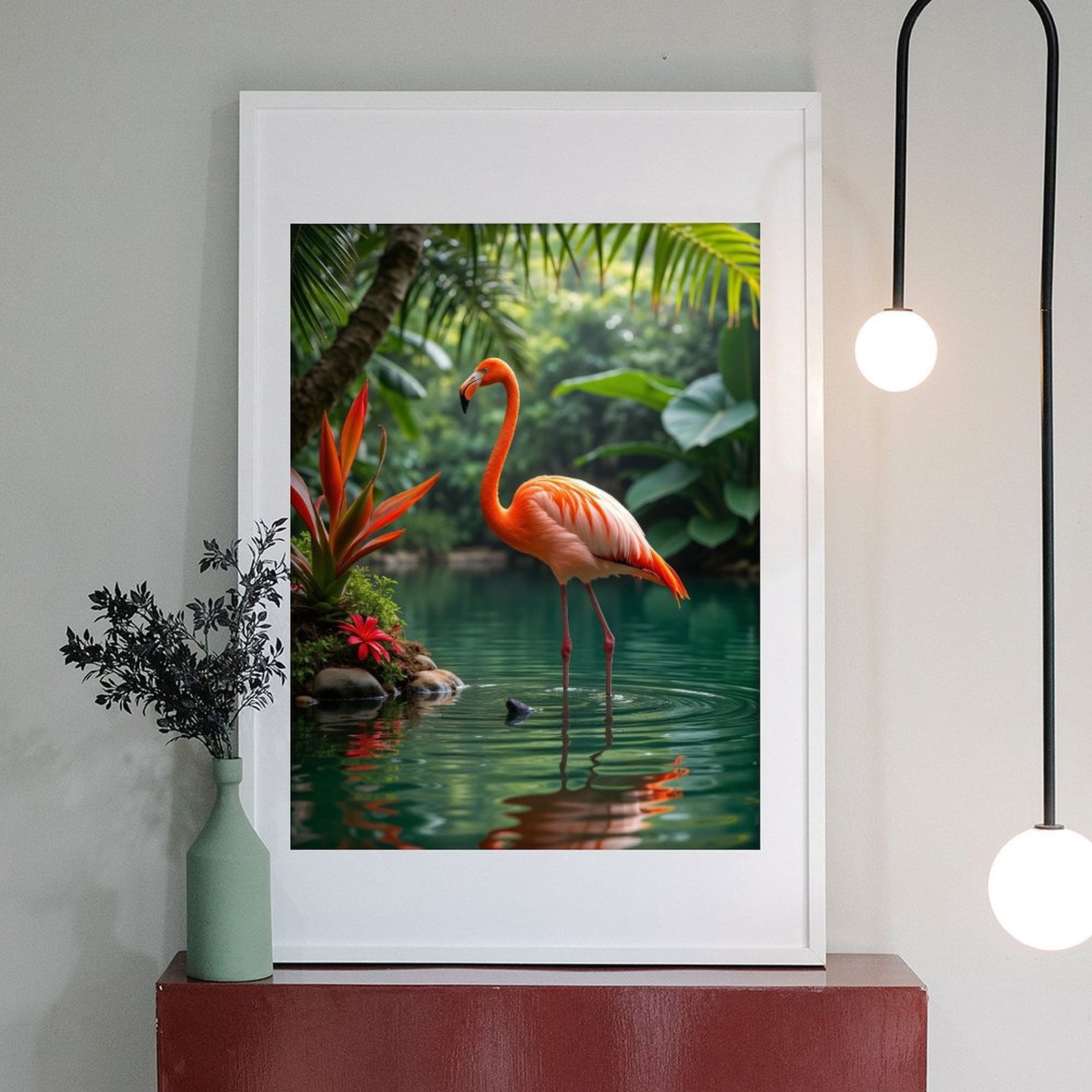 Diamond Art Kit for Adults, Flamingo Tranquil Tropical Scene Diamond Painting for Adults Beginners, DIY Diamond Art Painting Kits, 5D Diamond Painting Crafts for Home Decor 12x16 Frameless