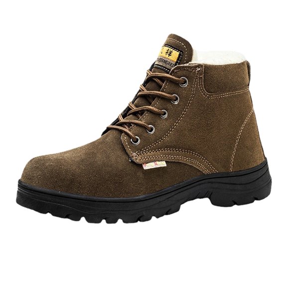 WEAIXIMIUNG Men Snow Boots White Labor Shoes for Men Non Smashing and Non Piercing Winter Velvet Shoes Lightweight Welding Soft Soled Work Shoes