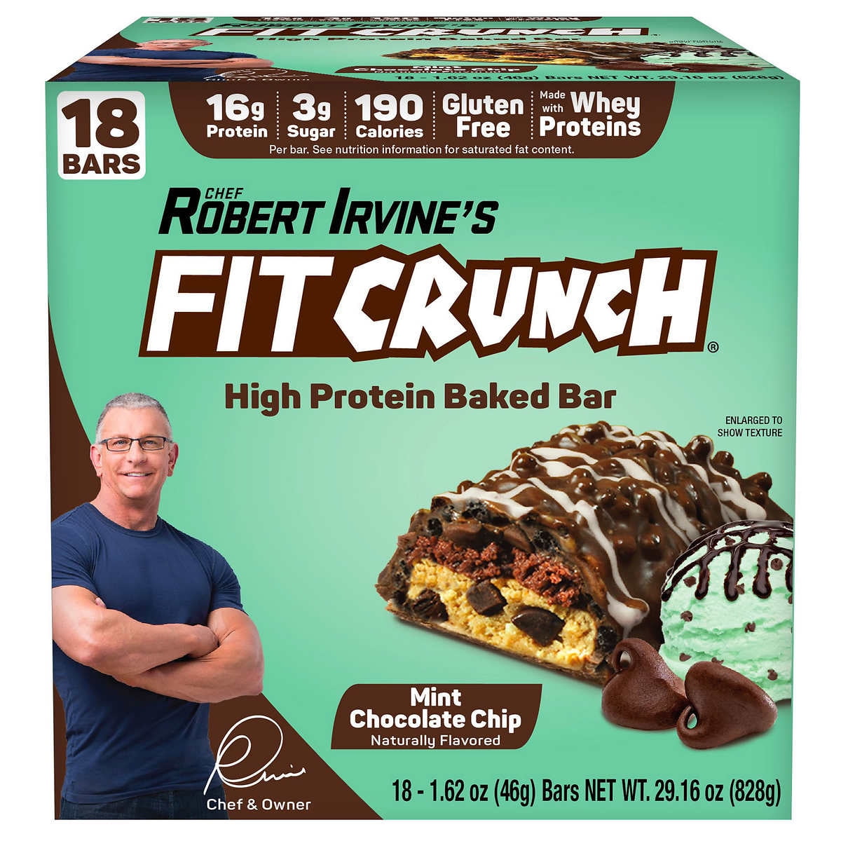 Fit Crunch Snack Size Protein Bar, Chocolate Coconut Almond, 16g Protein,  18 ct.