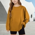 thumbnail image 2 of Fesfesfes Kids Long Sleeve Crewneck Pullover Top Soft Casual Loose Solid Color Shirt for Boys Girls Youth Comfortable Everyday Wear School Outing Layering Piece(Brown#3,10-11 Years), 2 of 9