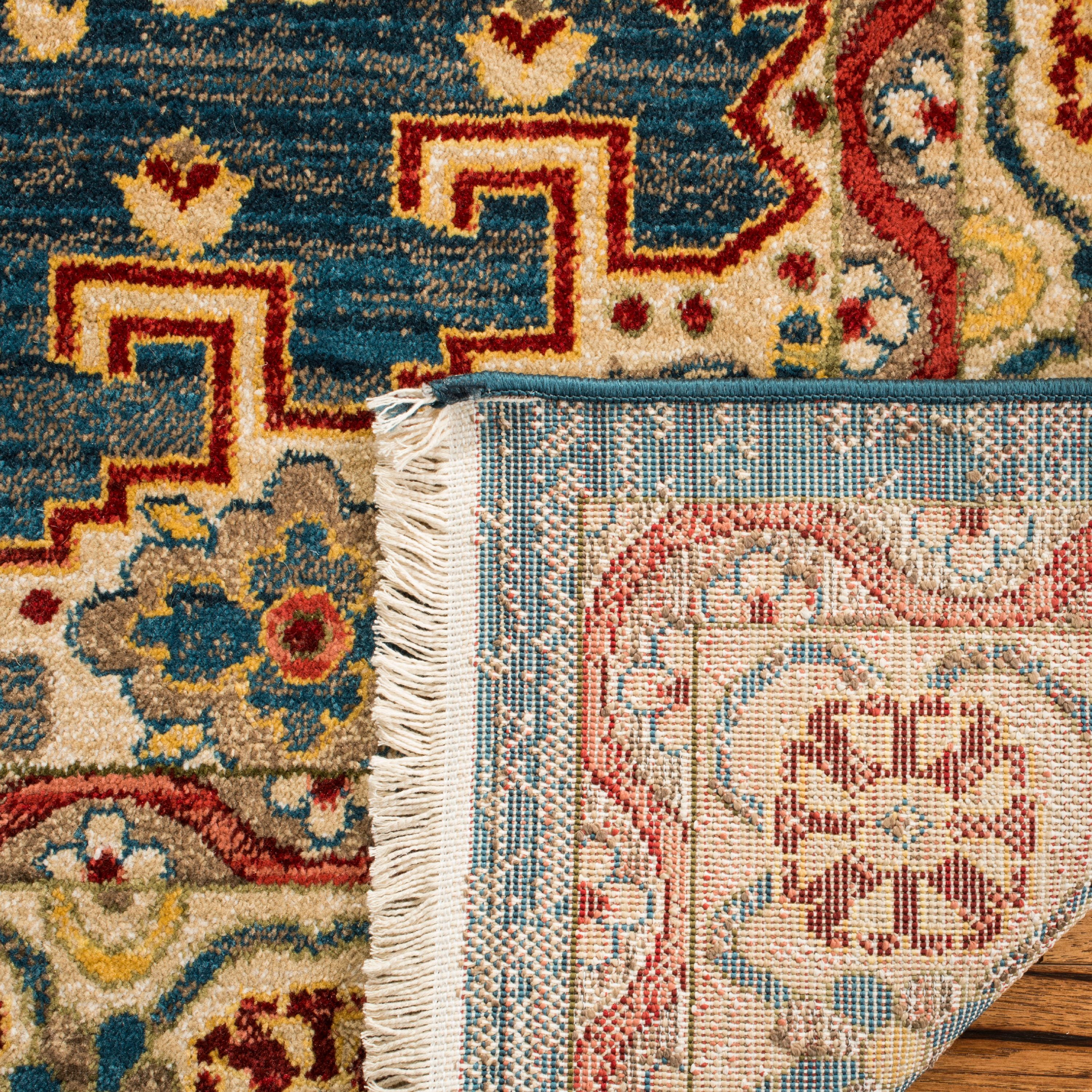 SAFAVIEH Kashan Pemala Oriental Runner Rug, Navy Blue/Ivory, 2'6" x 8'