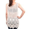 thumbnail image 2 of Lace Floral Sleeveless Mesh Crochet Cotton Long Tank Top (Ivory), 2 of 2