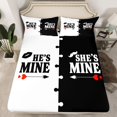 thumbnail image 2 of jejeloiu Mr And Mrs Queen Sheet Sets,Couple Gifts Flat Sheet,White Black Queen Fitted Sheet For Men Women,Super Cozy Room Decor,4-Piece, 2 of 7