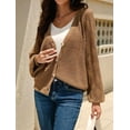 thumbnail image 2 of Women'S V Neck Sweater Casual Loose Ribbed Knit Cardigan Sweaters Sleeve Button Down Soft Knitwear Khaki XL, 2 of 8