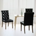 thumbnail image 3 of Vanity Art Synthetic Leather Tufted Dining Chairs Solid Wood Accent Chair Armless (Set of 2), Black UC-4BLKNY, 3 of 7