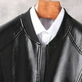 thumbnail image 7 of WREESH Men's Bomber Jacket with Ribbed Cuffs, Thin Leather Coat for Business Casual Wear & Motorcycle Riding, 7 of 7
