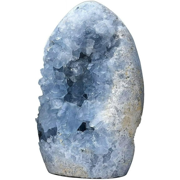 Natural Blue Celestite Geode Large Healing Crystal Stone Collection Mineral Specimen Home Office Decor Meditation Gifts 0.8-1.3 Pound Light Blue 0.8-1.3 Pound